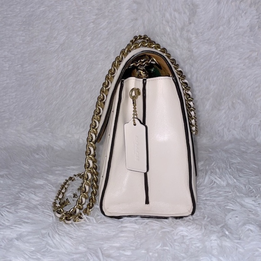 Coach Parker Chain Crossbody Bag Shoulder Purse with Quilting & Rivets in Chalk - Picture 6 of 16